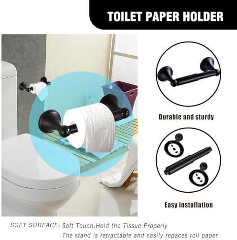 Classic Bathroom Hardware Accessory 4-piece Set, Matt Black - Image 5