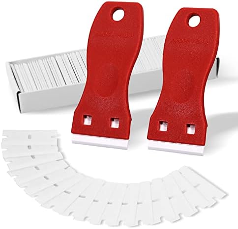 FOSHIO 2PCS Plastic Razor Blade Scraper Tool and 100PCS Plastic Blades by FOSHIO
