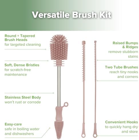 Haakaa Silicone Cleaning Brush Kit, Portable Bottle Brush Cleaner - Image 5