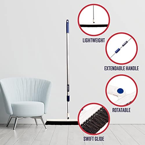 Candor Rotatable Push Broom | 63 Inch Long Lightweight Flexible Cleaning Brush - Image 3