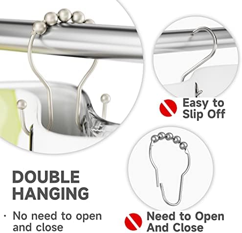 Bathway Shower Curtain Hooks Rust Proof Shower Curtain Rings, Smooth Glide - Image 3