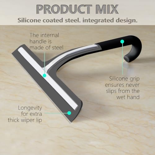 Squeegee Shower with Hook, 11 Inch Silicone Glass Cleaner - Image 3