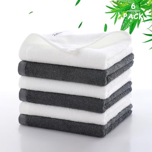 Wash Cloths 6 Pack, Reusable Face Towel by Jeffsun