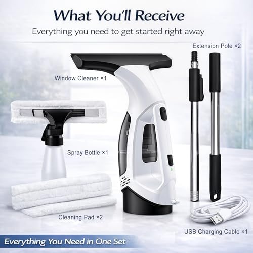 Window Vacuum Squeegee Cordless Electric 2000Pa - Image 5