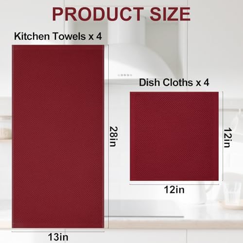 Homaxy 8 Pack 100% Cotton Kitchen Towels and Dishcloths Set - Image 4
