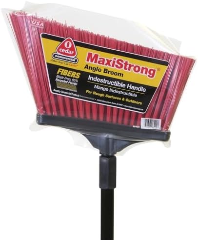 831648 O-Cedar Maxistrong Heavy Duty Angle Broom Black/Red - Image 3