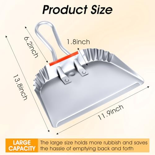 4 Pack Industrial Metal Dustpan 12" Heavy Duty Dust Pan - Image 2