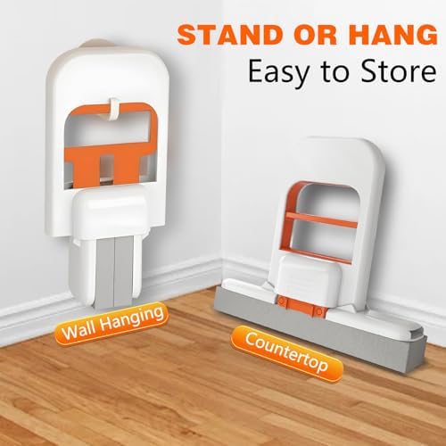 Self Squeezing Mini Mop, Wet and Dry Use Cleaning System, Foldable Desktop Mop - Image 2