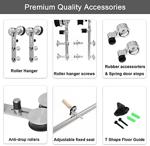 TSMST 7.5FT Sliding Barn Door Hardware Kit, Top Mount Stainless Steel Heavy - Image 4