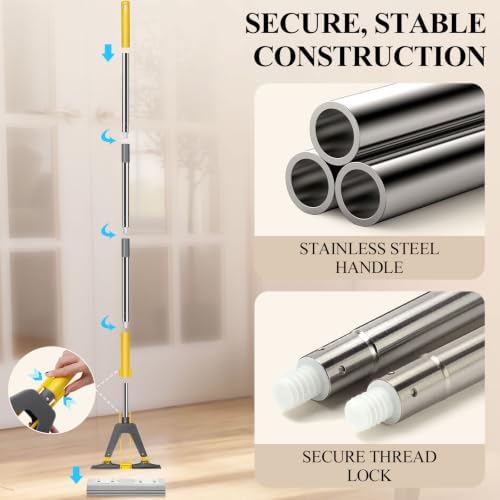 52" Sponge Mop for Floor Cleaning, Self-Squeezing Roller Mop - Image 3