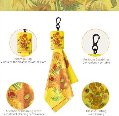 Glasses Cleaning Cloth, Microfiber Eyeglass Cleaner Art Design Keychain 4PCS - Image 3