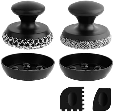 2PCS Cast Iron Scrubber Cleaner, Chainmail Scrubber by SEFONE