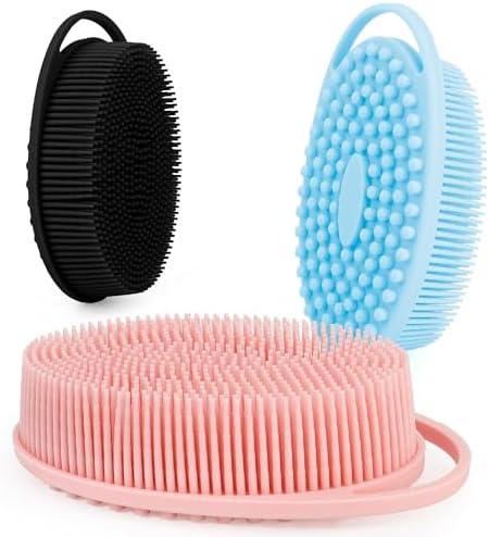 3 PCS Soft Silicone Body Scrubber, Silicone Body Shower, Silicone Loofah 2 in 1 by Bsofing