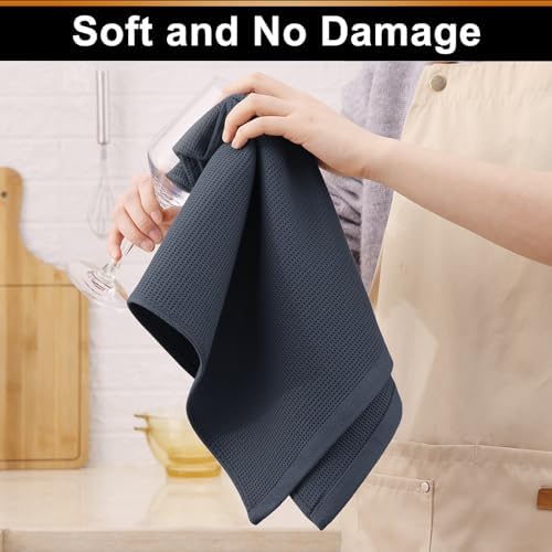 Homaxy 100% Cotton Waffle Weave Kitchen Towels, 12 Pack, Dark Grey - Image 4