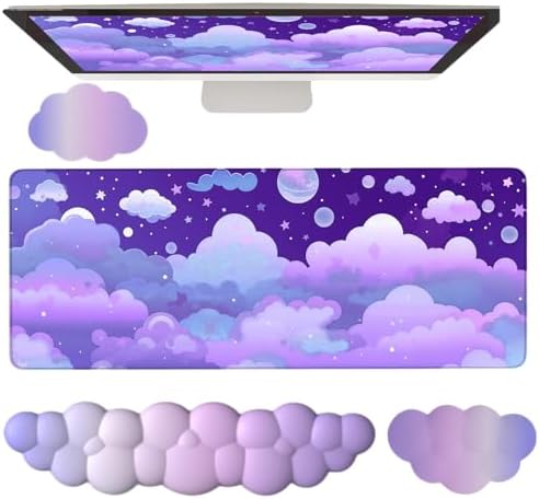Purple Cloud Mouse Pad Cloud Keyboard Wrist Rest by WFCYGL