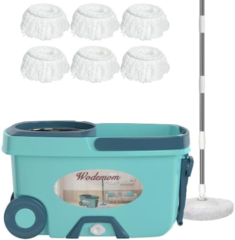 Spin Mop and Bucket Floor Cleaning System, Self-Wringing Mop Set by Wodemom