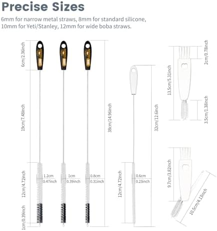 15 Inch Extra Long Black Straw Cleaner Brush Set - Image 4