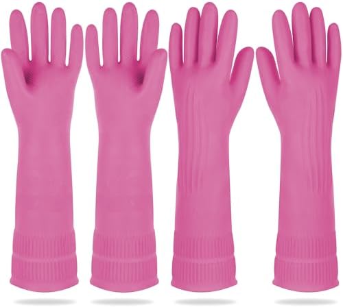 Mamison Rubber Dishwashing Gloves, Non-Slip Kitchen, 2 Pairs by QualityKitchenandHome
