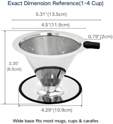 Pour Over Coffee Dripper Dual Stainless Steel Reusable Filter Coffee Maker - Image 3
