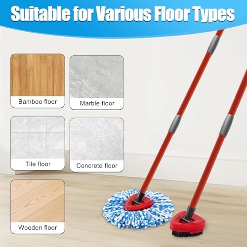 Spin Mop Handle, Replace Head, Scrub Brush Head and Base - Image 5
