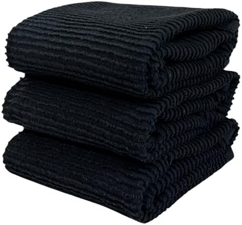 Black Kitchen Hand Dish Towels, 100% Cotton by SerafinaHome