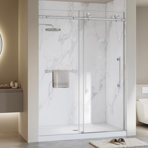Frameless Sliding Shower Doors 49-54" Wx76 H, 5/16" Brushed Nickel by Unknown