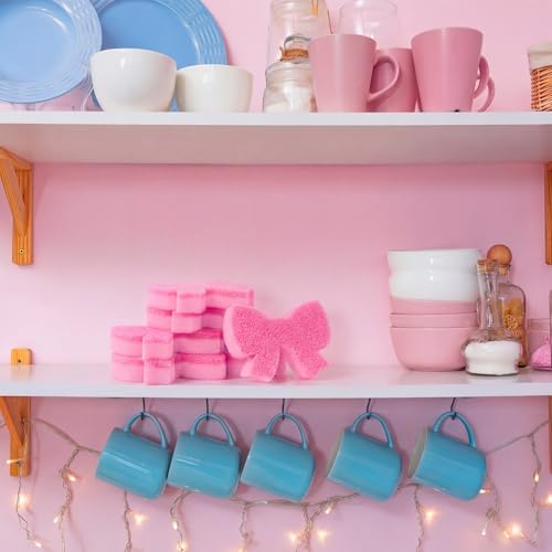 Tioncy 12 Pack Pink Bow Sponges Dual Sided Non Scratch - Image 6