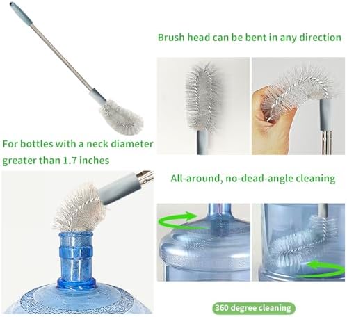 2-Pack Bucket Brush, Kettle Brush, Cleaning Extra Long Bottles, Gallon Jug - Image 2
