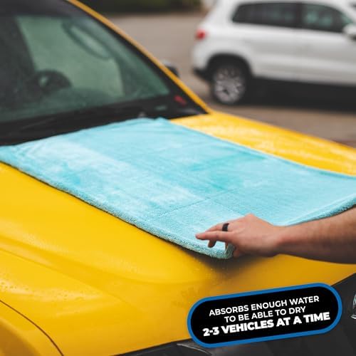 The Rag Company Liquid8r Car Drying Towel, Aqua Blue, 25x36 in - Image 5