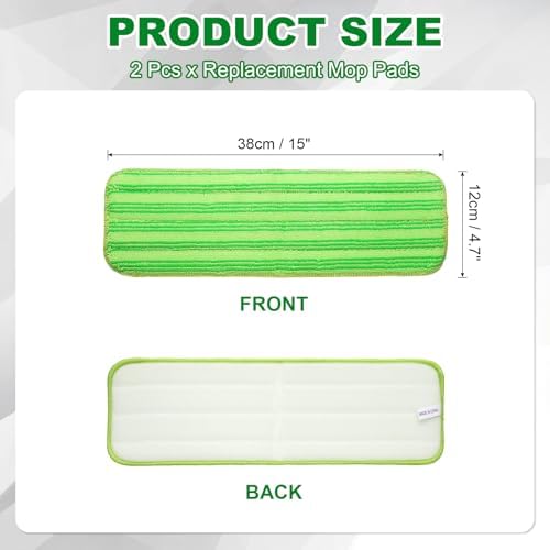 uxcell 2Pcs Microfiber Mop Pads, 15x4.7 Reusable Replacement Flat Mop Pads - Image 2