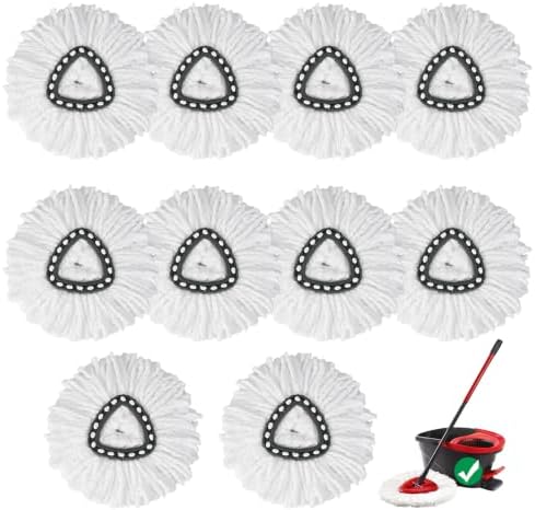 10 Pack Spin Mop Replacement Heads, 100% Microfiber Mop Head, Deep Cleaning by V-chen