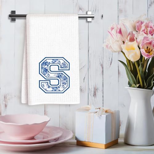 Chinoiserie Initial Kitchen Towels, Personalized Kitchen Towels, Personalized - Image 3