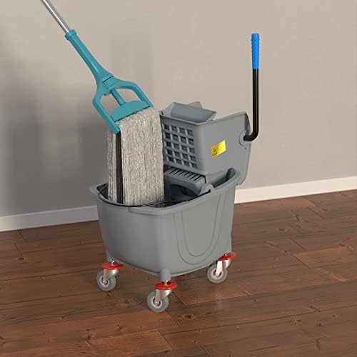 26 Qt. Grey Mop Bucket and Side Press Wringer Combo - Image 2