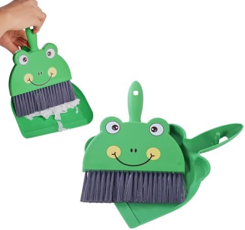 1 Set Small Broom Brush & Dustpan Set Table Cleaning Tools Frog by Magibeads