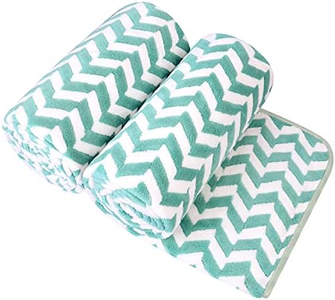 JML Microfiber Bath Towels, 2 Pack, Chevron Green by JML