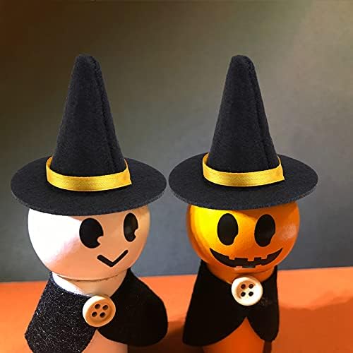 24 Pieces Halloween Mini Witch Hats Brooms Decoration Set Mini Felt Witch Hat - Image 5
