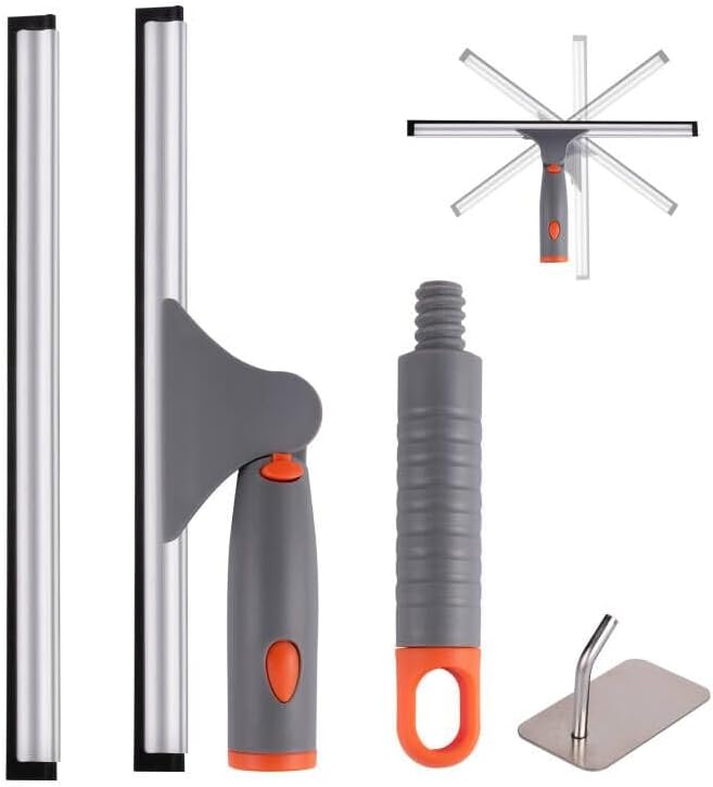 Swivel Shower Squeegee for Glass Doors, All-Purpose Anti-Slip Window Squeegee by ITTAHO