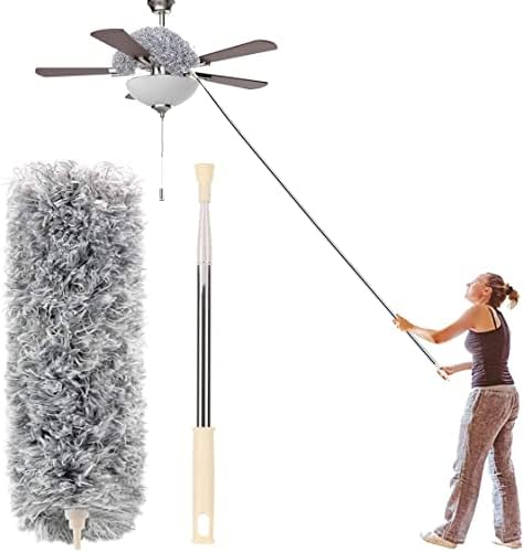 Duster with Extension Pole, 30-100 Inch & Bendable Microfiber Duster Head by Azun
