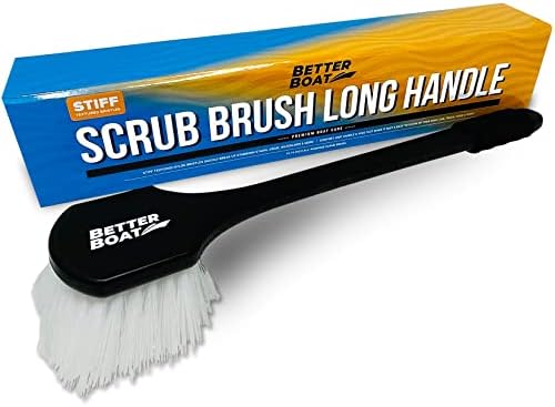 Stiff Hand Scrub Brush, Large Handle Heavy Duty Tire and Wheel Cleaning by BetterBoat