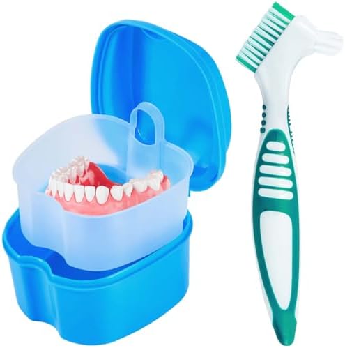 KISEER Light Blue Denture Bath Case Cup Box Holder Storage Container by KISEER