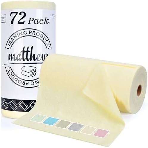 Matthew Microfiber Cleaning Cloth Roll 72Pack Reusable Paper Towels&Washable by MATTHEWCLEANINGPRODUCTS