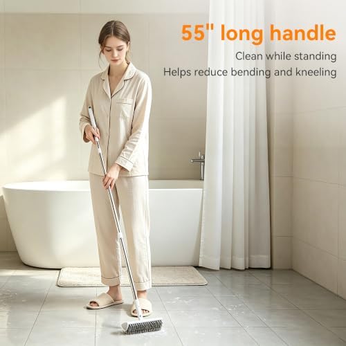 Scrub Brush with Long Handle, Extends to 55 in, Pivoting Triangle Head - Image 2