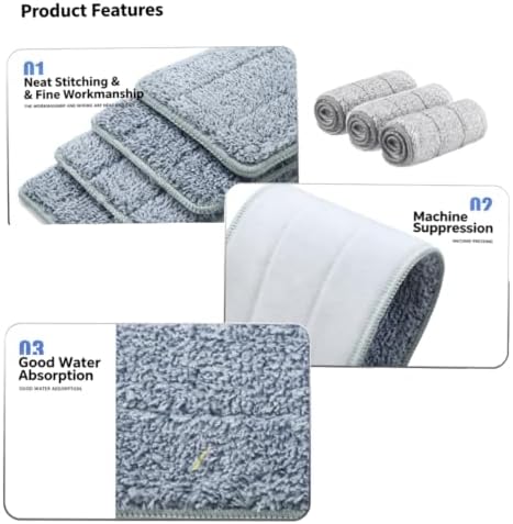 3 Pack 13" X 4.9" Microfiber Mop Replacement Pads, Universal Flat Mop Pads - Image 3