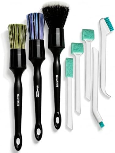 8PCS Car Detailing Brush Set, Mixed Bristles Soft Detail Brushes by NicerAuto