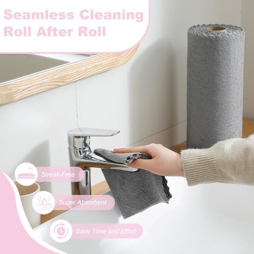Jessy Home 2 Roll Reusable Paper Towels, 100 Sheets Tear Away Microfiber - Image 6