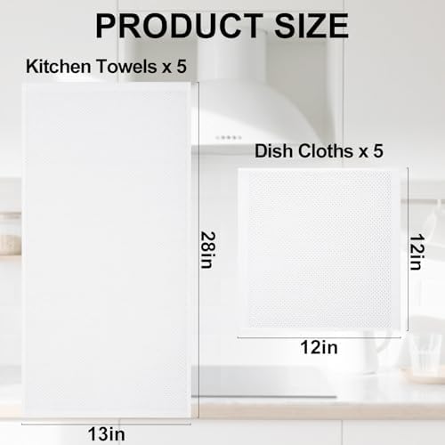 Homaxy 10 Pack 100% Cotton Kitchen Towels and Dishcloths Set - Image 4