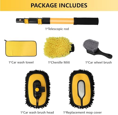 15°Curved Car Wash Brush with Long Handle, Car Wash Mop Kit - Image 5