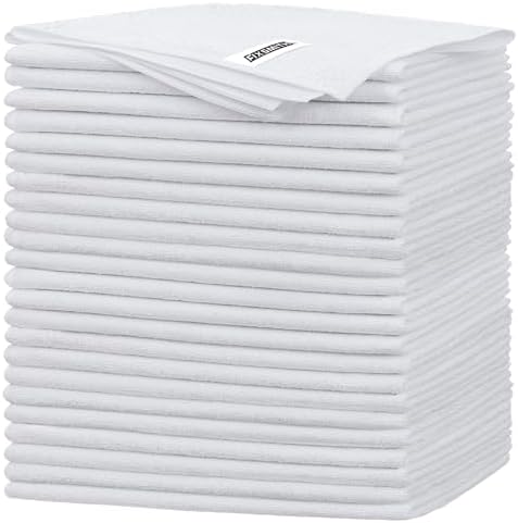 FIXSMITH White Microfiber Cleaning Cloth -Pack of 24, Highly Absorbent Cleaning by FIXSMITH