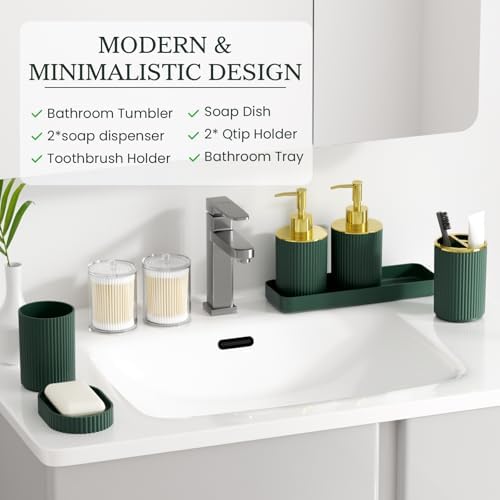 Dark Green Bathroom Accessories Set - Image 5