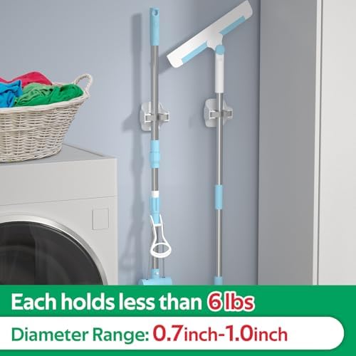 reliahom Broom Holder Wall Mount Mop Grippers Organizer wall Hanging - Image 5